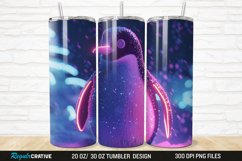 3D Neon Penguin Snow Winter 20/30oz Skinny Tumbler Product Image 1