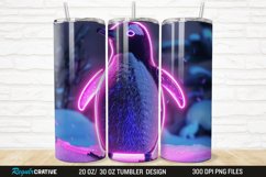 3D Neon Penguin Snow Winter 20/30oz Skinny Tumbler Product Image 1