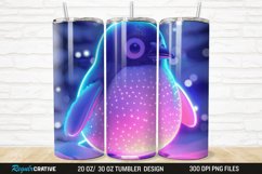 3D Neon Penguin Snow Winter 20/30oz Skinny Tumbler Product Image 1
