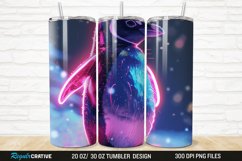 3D Neon Penguin Snow Winter 20/30oz Skinny Tumbler Product Image 1