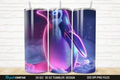 3D Neon Penguin Snow Winter 20/30oz Skinny Tumbler Product Image 1