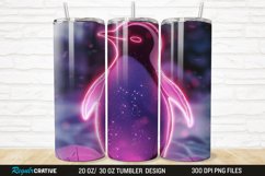 3D Neon Penguin Snow Winter 20/30oz Skinny Tumbler Product Image 1