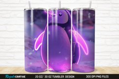 3D Neon Penguin Snow Winter 20/30oz Skinny Tumbler Product Image 1