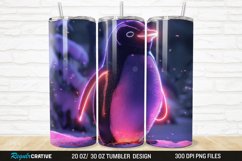 3D Neon Penguin Snow Winter 20/30oz Skinny Tumbler Product Image 1