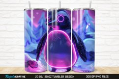 3D Neon Penguin Snow Winter 20/30oz Skinny Tumbler Product Image 1