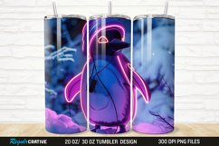 3D Neon Penguin Snow Winter 20/30oz Skinny Tumbler Product Image 1