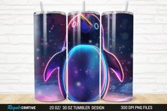 3D Neon Penguin Snow Winter 20/30oz Skinny Tumbler Product Image 1