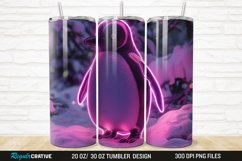 3D Neon Penguin Snow Winter 20/30oz Skinny Tumbler Product Image 1