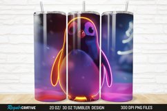 3D Neon Penguin Snow Winter 20/30oz Skinny Tumbler Product Image 1
