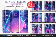 3D Neon Penguin Snow Winter Tumbler Bundle Product Image 1