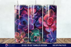 3D Neon Succulent Plants Tumbler Wrap Product Image 1