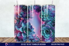 3D Neon Succulent Plants Tumbler Wrap Product Image 1