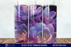 3D Neon Succulent Plants Tumbler Wrap Product Image 1