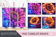3D Neon Sunflower Tumbler wrap Product Image 1