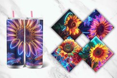 3D Neon Sunflower Tumbler wrap Bundle Product Image 3