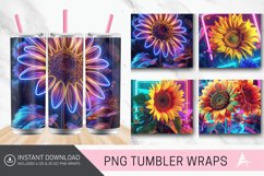 3D Neon Sunflower Tumbler wrap Product Image 1