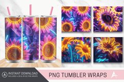 3D Neon Sunflower Tumbler wrap Product Image 1