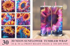 3D Neon Sunflower Tumbler wrap Bundle Product Image 1