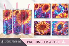3D Neon Sunflower Tumbler wrap Product Image 1