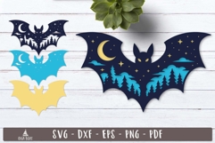 3d Night Bat Layered SVG Design