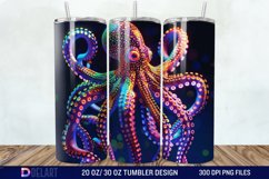3D Octopus Neon Tumbler Wrap Product Image 1