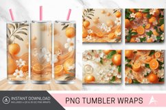 3D Oranges and Flowers Tumbler Wrap Product Image 1