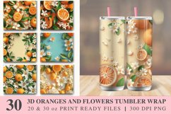 3D Oranges and Flowers Tumbler Wrap Bundle Product Image 1