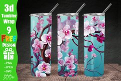 3D Orchid Flowers 20 oz Skinny Tumbler Sublimation Design