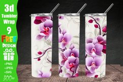 3D Orchid Flowers 20 oz Skinny Tumbler Sublimation Design