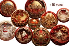 Golden Red 3D Christmas Ornaments Png Bundle Product Image 8