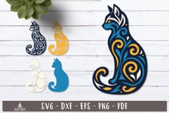 3d Ornate Cat Layered SVG Tribal design