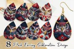 3D Owl Bird | 4th of July Earring teardrop sublimation Product Image 1