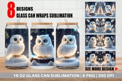 3D Owl Christmas Glass Can Wraps Product Image 1