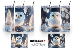 3D Owl Christmas snow | Tumbler Sublimation Wrap Product Image 2