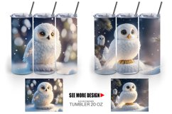 3D Owl Christmas snow | Tumbler Sublimation Wrap Product Image 4