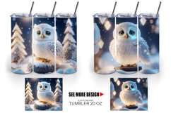 3D Owl Christmas snow | Tumbler Sublimation Wrap Product Image 5