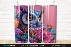 3D Owl Flower 20/30oz Skinny Tumbler Product Image 1