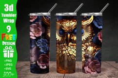 Seamless 3D Owl | Tumbler Wrap | Minerva PNG | Philosophy Gift | Sublimation for Straight 20 oz Tumbler | DIGITAL DOWNLOAD