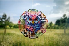 3D Owl Wind Spinner Sublimation Bundle 4 PNG Designs