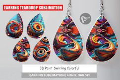 Earring Teardrop 3D Paint Swirling Colorful Product Image 1