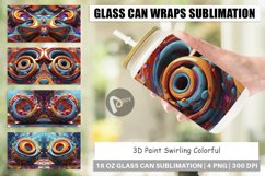 Glass Can Wraps 3D Paint Swirling Colorful Product Image 1