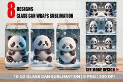 3D Panda Christmas Glass Can Wraps Product Image 1