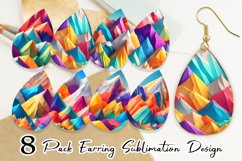 Earring teardrop sublimation 3D paper art mountain colorful Product Image 1