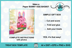 3D Paper Bunny Egg Basket SVG Cut File, Easter Treat Box Product Image 6