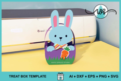 3D Paper Bunny Egg Basket SVG Cut File, Easter Treat Box Product Image 7