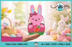 3D Paper Bunny Egg Basket SVG Cut File, Easter Treat Box Product Image 2