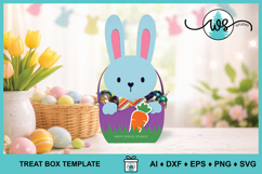 3D Paper Bunny Egg Basket SVG Cut File, Easter Treat Box Product Image 3