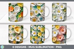 Bundle of six 3D Buttercups Mug Wrap designs.