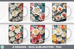 Bundle of six 3D Camellias Mug Wrap designs.
