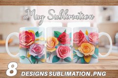3D Paper Craft Roses | Mug sublimation design Product Image 1